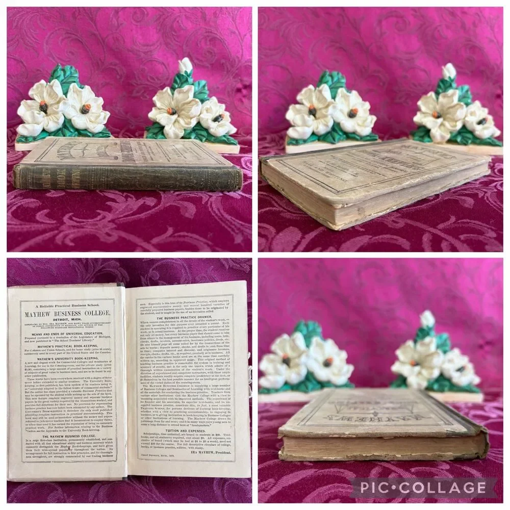 1880 Mayhew's Practical Book-Keeping by Ira Mayhew, Antique School Book